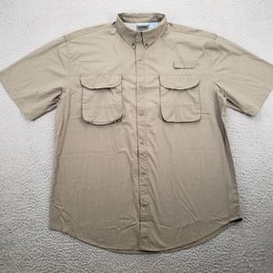 PT Sportswear Shirt Mens XL Brown Short Sleeve Pockets Fishing Camping Outdoors‎